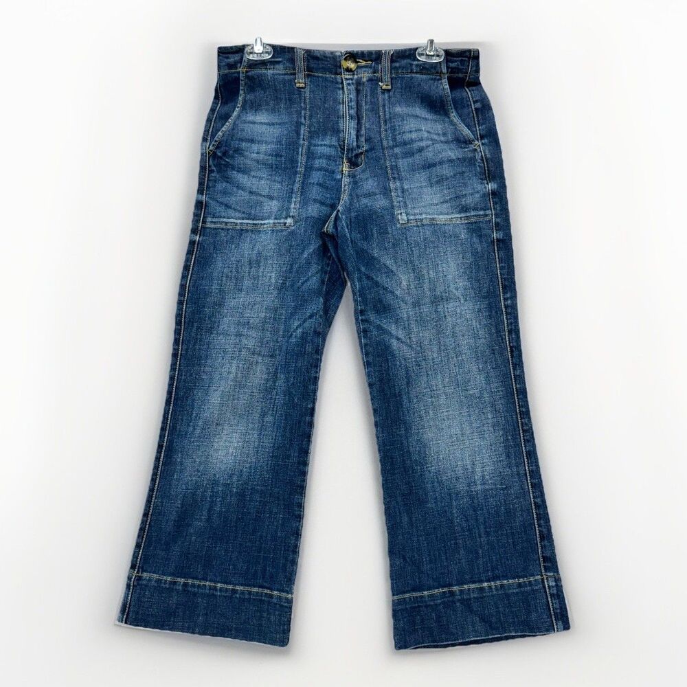 Cabi Jeans Women's 4 Lido Wide Leg Cropped High Waist Sailor